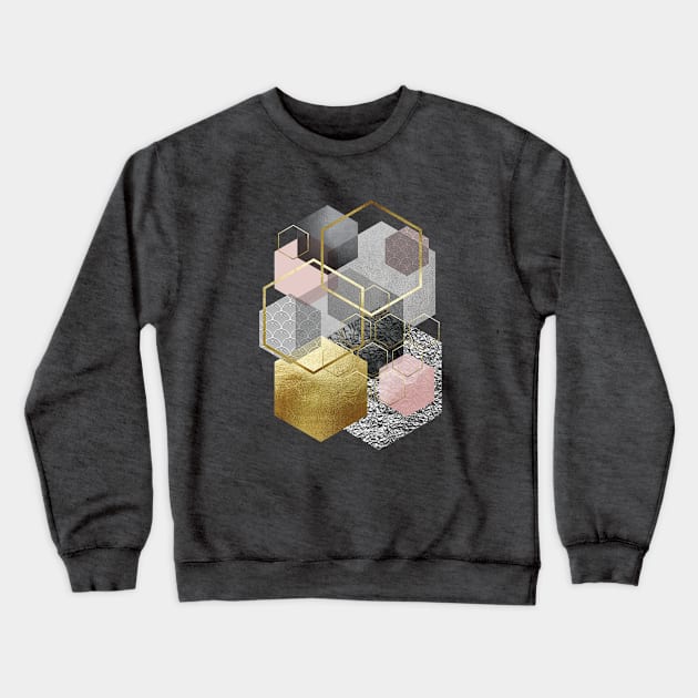 Blush Grey Geometric Crewneck Sweatshirt by UrbanEpiphany